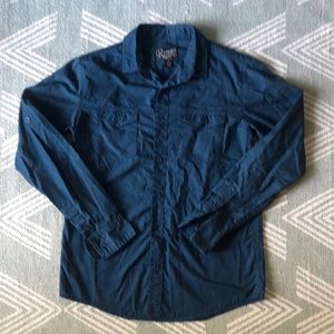 Retrofit Blue Button Up Shirt - Boys Medium 10/12